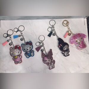Rhinestones Character Keychain, Bag charm with tassel
